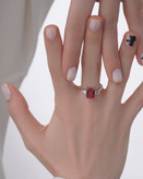 انگشتر یاقوت سرخ نقره زنانه مربعی کلکسیونی مناسب کادو ولنتاین