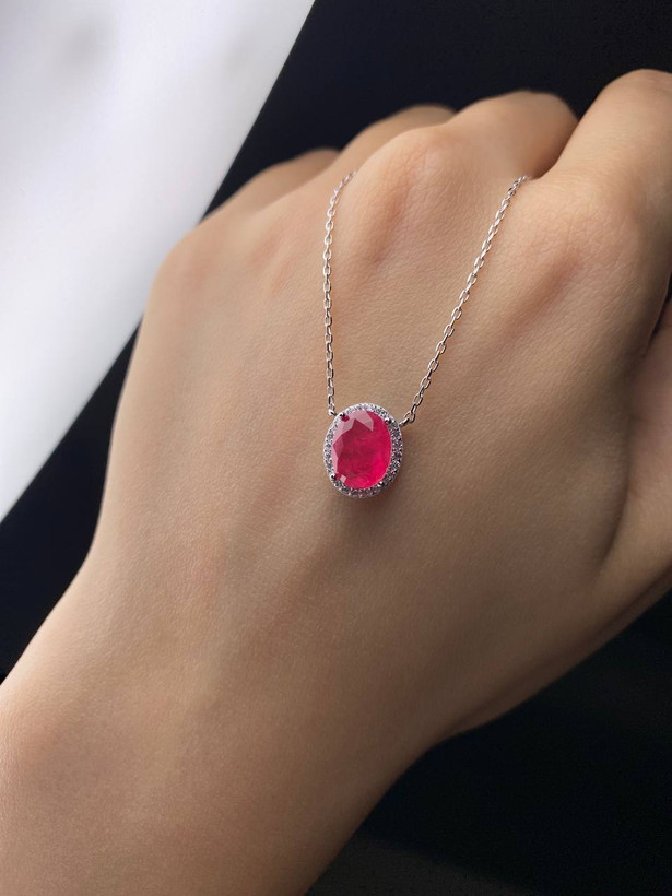 گردنبند زنانه یاقوت سرخ نقره