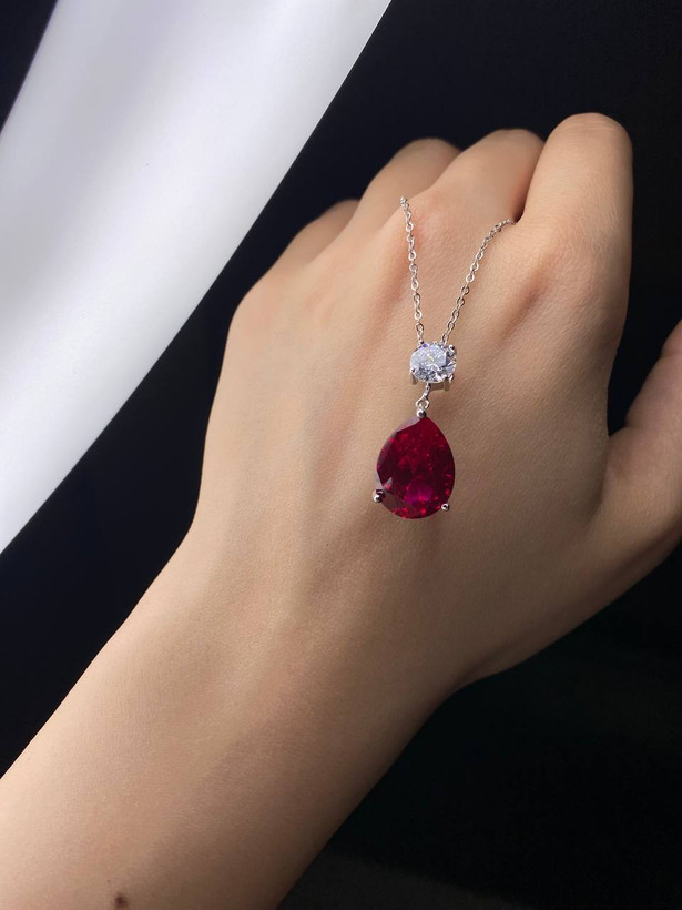 گردنبند قرمز نقره زنانه/یاقوت سرخ
