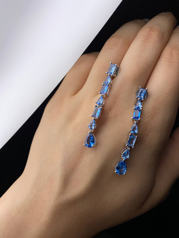 گوشواره خوشه ای توپاز نقره زنانه