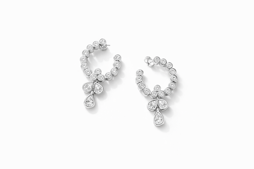 گوشواره نقره زنانه با روکش طلاسفید و طراحی ظریف، مناسب استفاده روزمره و مهمانی، زیورآلات لوکس سهره