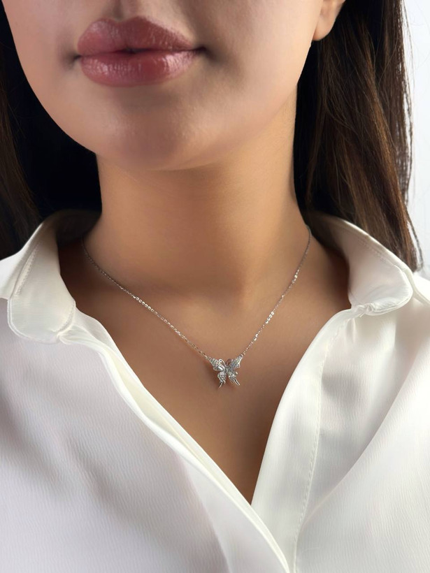 گردنبند دخترانه نقره مدل پروانه ای