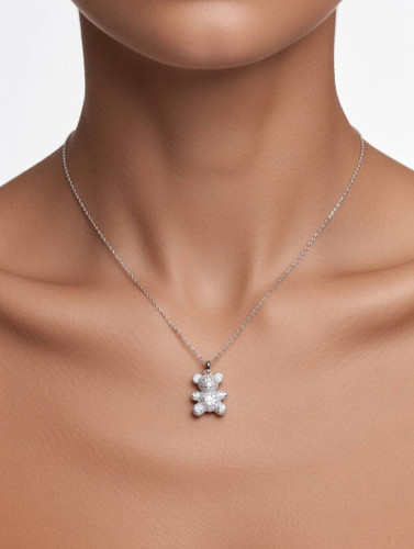 گردنبند دخترانه نقره مدل خرس