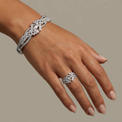 ست دستبند و انگشتر سلطنتی نقره زنانه