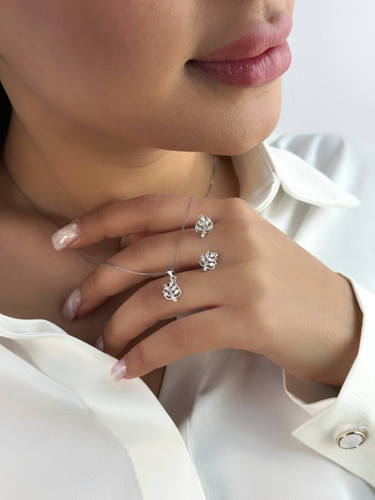 نیم ست جواهری مینیمال مدل برگ