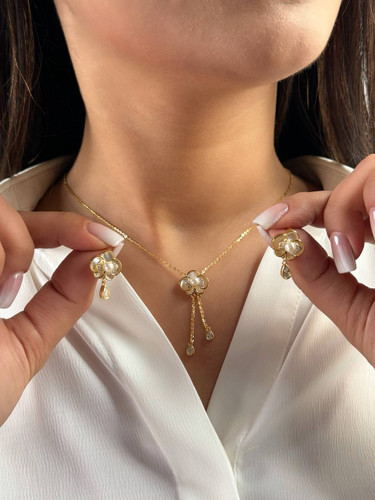 نیم ست صدفی طرح گل نقره دخترانه