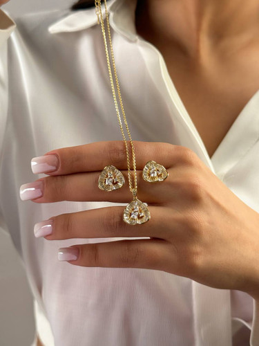 نیم ست زنانه جواهری دخترانه نقره