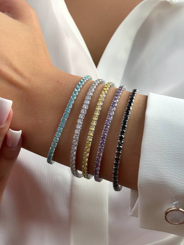 دستبند تنیسی کشی نقره زنانه