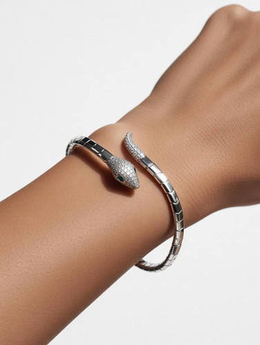 دستبند اورجینال بولگاری مار زنانه نقره ایتالیا