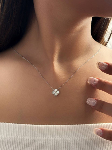 گردنبند مینیمال نقره مدل ونکلیف صدفی