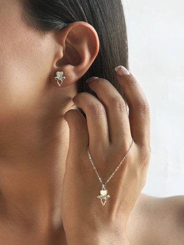 نیم ست مینیمال نقره مدل قلب و پاپیون