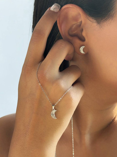 نیم ست مینیمال نقره طرح ماه