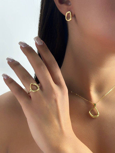 نیم ست نمای طلای نقره طرح دفرمه