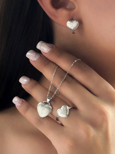 نیم ست نمای طلای نقره طرح قلب