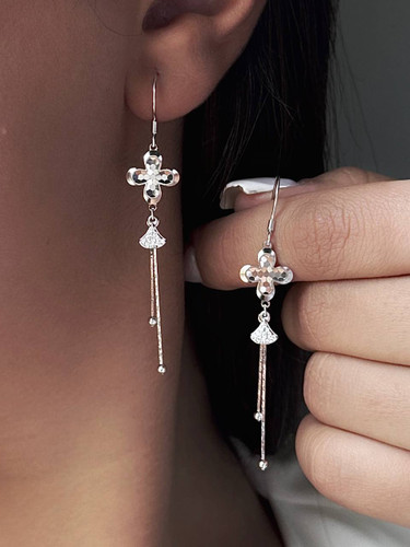 گوشواره آویز عصایی نقره زنانه طرح ونکلیف