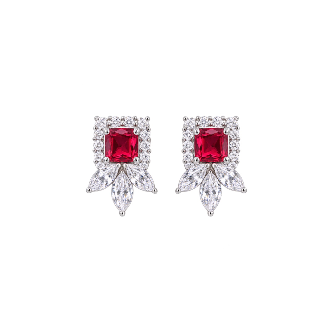 گوشواره مینیمال یاقوت سرخ کد 605