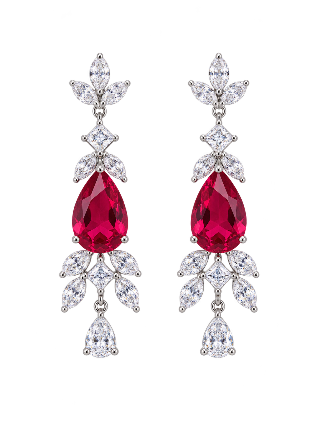 گوشواره جواهری یاقوت سرخ کد 597